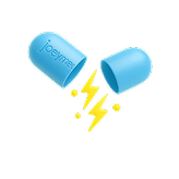 Blue capsule with spark icon